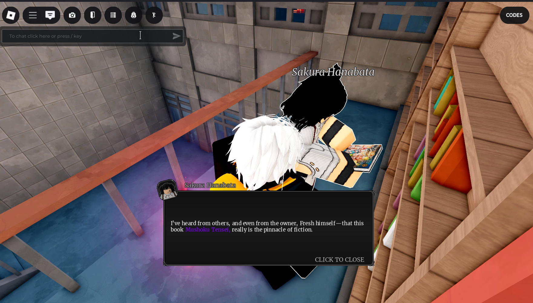 ITAMI bookstore with NPC mentioning 'Fresh himself' as the owner — hidden easter egg in the game world