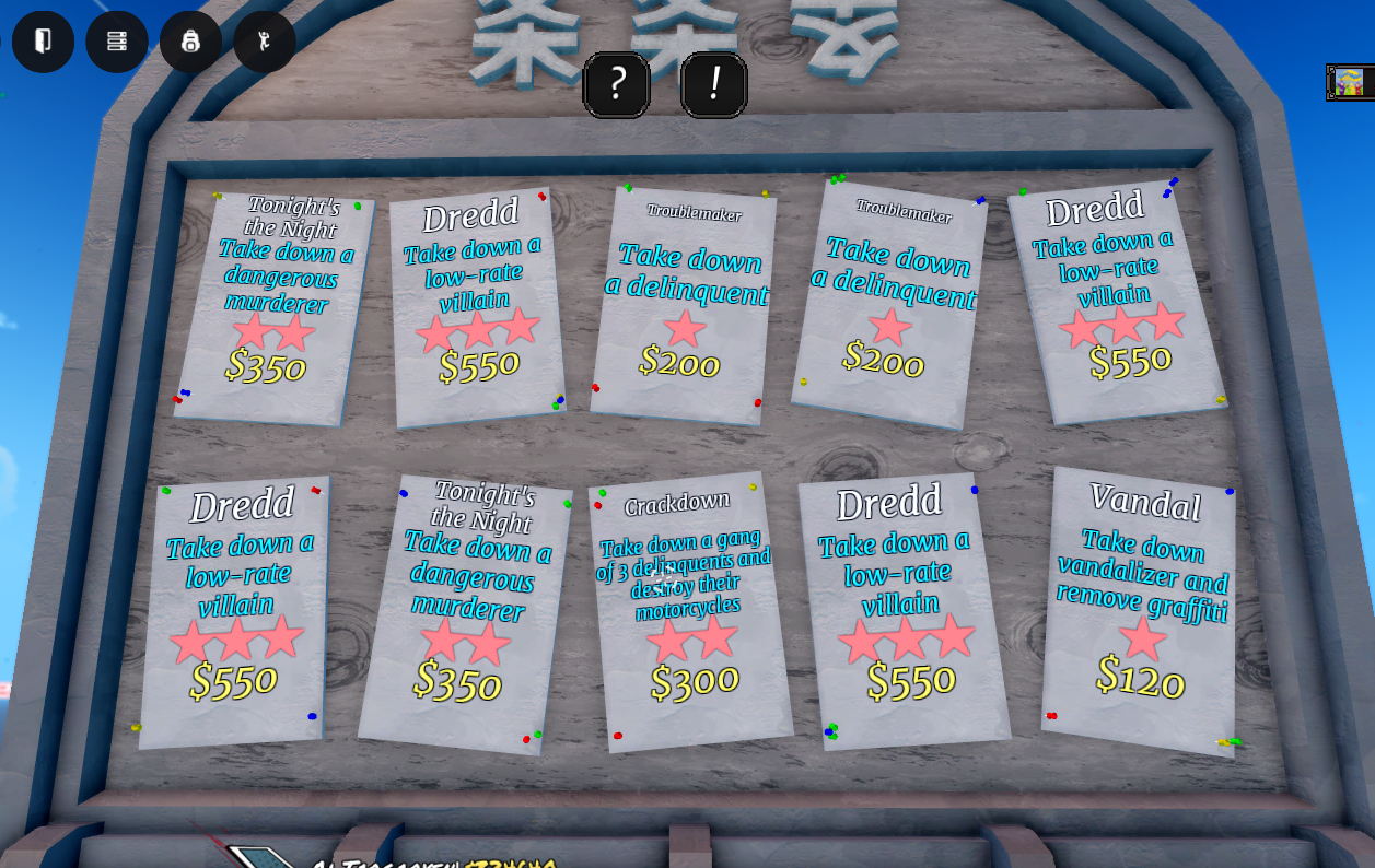 ITAMI hero mission board showing 10 active quests with Cash rewards ranging from $120 to $550 — confirmed quest system